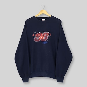 Vintage Dale Jarreti Nascar Racing Blue Sweatshirt XLarge Dale Jarreti #88 Nascar Racing Embroidered Crewneck Nascar Racing Sweater Size XL
