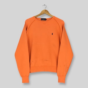 Vintage Distressed Ralph Lauren Sweatshirt Medium Polo Pony Embroidered Logo Crewneck Polo Ralph Lauren Jumper Polo RL Orange Sweater Size M