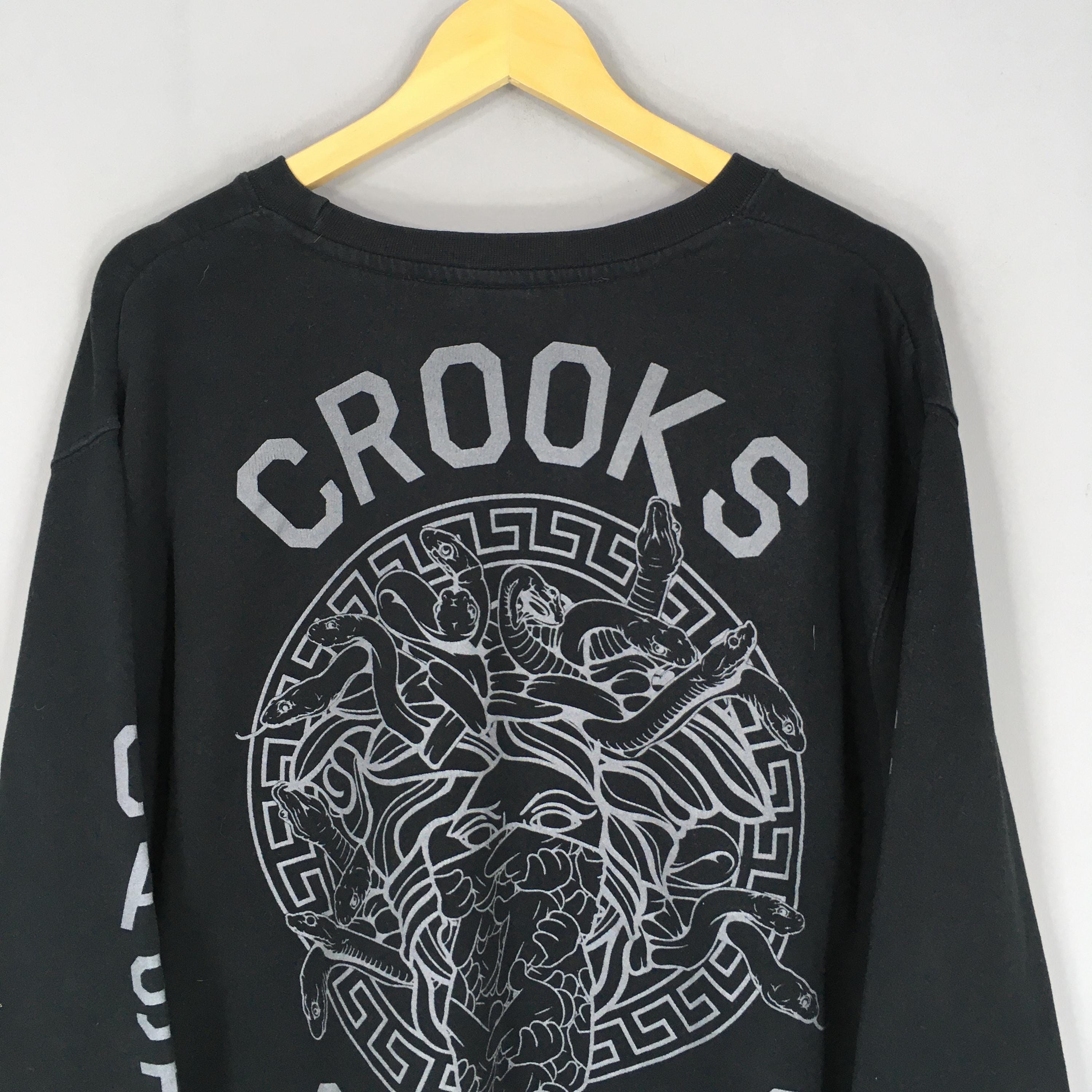 RARE Crooks & Castles Black Sweatshirt Xlarge Vintage Crooks