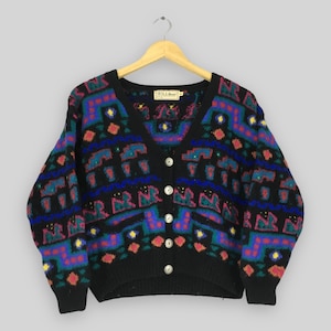 Vintage LL Bean Cardigan Wool Sweater Medium 90s Ll Bean Outdoor Aztec Navajo Button Jacket L.L. Bean Outfitters Tribal Native Jacket Size M