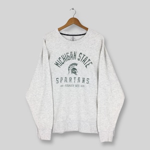 Vintage Michigan State University Gray Sweatshirt XLarge MSU Michigan State Spell Out Sweater Michigan State Spartans NCAA Crewneck Size XL