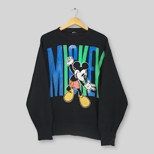 Vintage 90s Mickey Mouse Disney Sweatshirt Medium Mickey Mouse Spell Out Printed Logo Sweater Walt Disney Mickey Cartoon Crewneck Size M