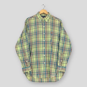 Vintage 90s Polo Ralph Lauren Checkered Flannel Shirt Large Ralph Lauren Blake Plaid Tartan Checked Flannel Polo Pony Button Up Size L