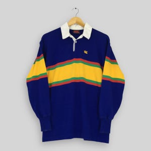 Vintage Canterbury Of New Zealand Striped Rugby Shirt Medium 90s Canterbury Australia Multicolor Collared Rugby CCC Rugby Jersey Size M