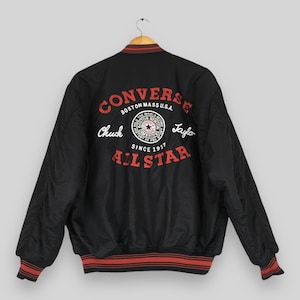 Vintage Converse All Star Bomber Jacket Large Converse Embroidery Spell Out Logo Flight Jacket Converse Chuck Taylor Varsity Jacket Size L