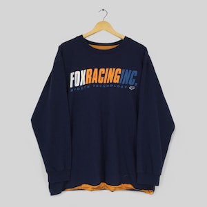 Vintage Fox Racing Riders Sweatshirt Large Fox Racing Inc Sports Technology Crewneck Fox Racing Motorsport Blue Sweater Size L