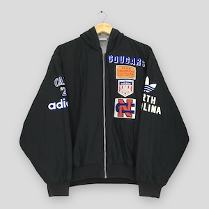 Vintage Adidas North Carolina Cougars Jacket Large Adidas Trefoil Printed Logo Hoodie Jacket Adidas Sportswear Bomber Zipper Jacket Size L