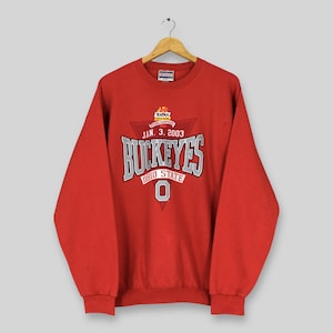 Vintage Y2K Ohio State Buckeyes NCAA Sweatshirt XLarge Ohio State Buckeyes Spell Out Crewneck Ohio State University Red Sweater Size XL