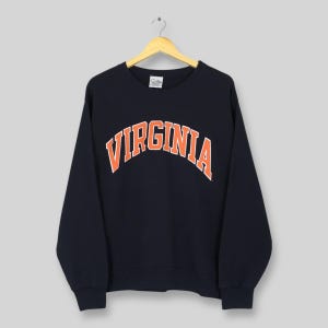 Vintage 90s Virginia Cavaliers NCAA Sweatshirt Medium Virginia Spell Out Printed Logo Sweater University of Virginia Blue Crewneck Size M