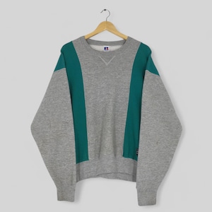 Vintage Russell Athletic Gray Green Sweatshirt Large Russell Athletic Plain Sweater Russell United States Blank Colorblock Crewneck Size L