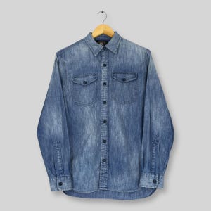Vintage Double RL Ralph Lauren Blue Denim Shirt Small Polo Ralph Lauren RRL Classic Western Denim Shirt Ralph Lauren Blue Jeans Shirt Size S