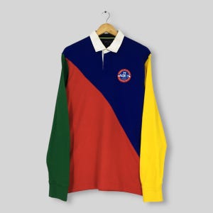 Vintage Tommy Hilfiger Multicolor Rugby Shirt Medium Tommy Hilfiger Sailing Gear Patches Logo Shirt Tommy Jeans Hilfiger Polo Shirt Size M
