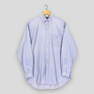 Vintage 90s Ralph Lauren Golf Plain Oxfords Shirt Small Polo Pony Embroidered Logo Flannel Polo Ralph Lauren Blank Buttondown Shirt Size S