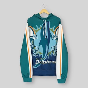 RARE Miami Dolphins NFL Hoodie Sweatshirt XXLarge Miami Dolphins All Over Printed Pullover Dolphins American Football Rugby Hoodies Size XXL