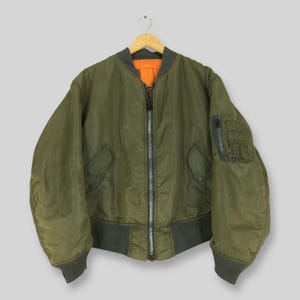Vintage 90s Alpha Industries Usaf MA-1 Bomber Flight Jacket Large Us Air Force Military Jacket Alpha Industries Green Army Zipper Jacket L