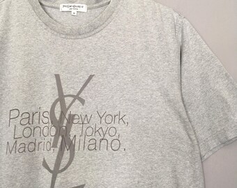 Vintage YSL Yves Saint Laurent Gray T Shirt Medium Ysl Paris New
