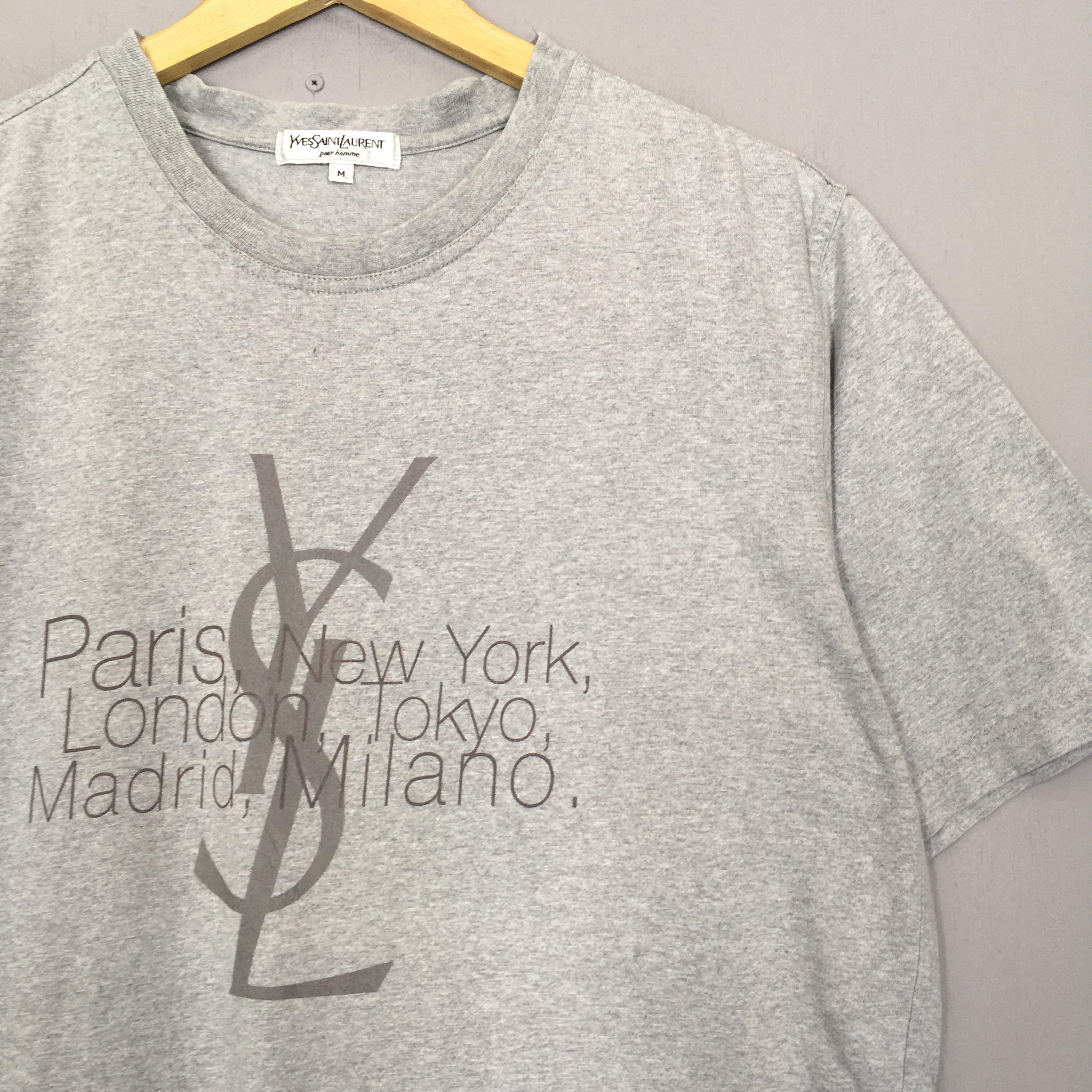 SAINT LAURENT グレー Tシャツ Mサイズ Vintage YSL Yves Saint Laurent Gray T Shirt Medium Ysl Paris