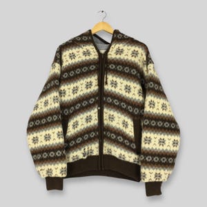 Vintage 80s Aztec Navajo Wool Hoodie Sweater Medium Tribal Native Fleece Jacket Tribal Patterned Zipper Native Navajo Hippies Jacket Size M