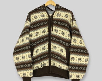 Vintage 80s Aztec Navajo Wool Hoodie Sweater Medium Tribal Native Fleece Jacket Tribal Patterned Zipper Native Navajo Hippies Jacket Size M