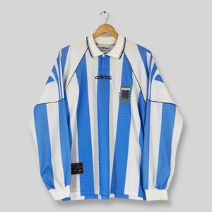 RARE Vintage 90s Adidas Argentina Football Jersey Large Argentina 1996-1998 Home Kit Jersey Argentina Authentic Long Sleeve Jersey Size 4