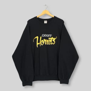 Vintage Cadott Hornets Football Black Sweatshirt XXLarge Cadott Hornets Spell Out Crewneck Cadott High School Varsity Sweater Size 2XL