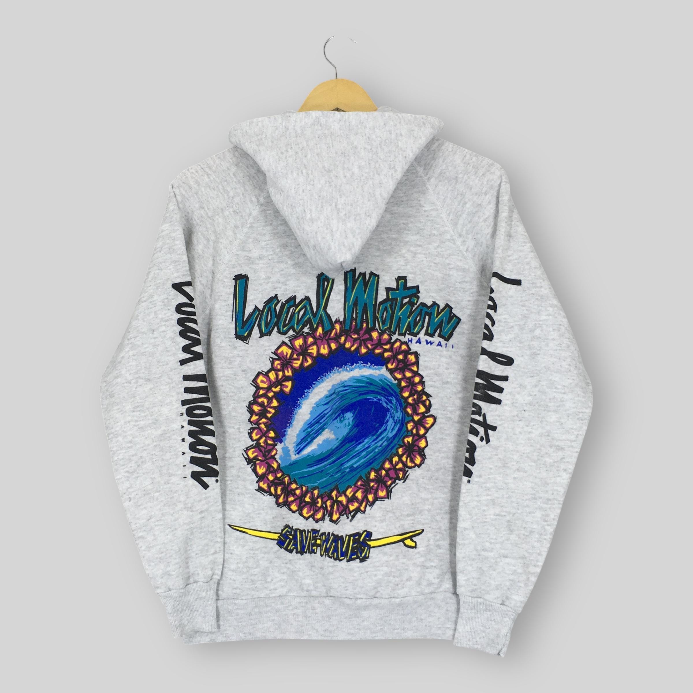 Vintage 90s Local Motion Hawaii Hoodie Sweatshirt Medium Local Motion Hawaiian Surfboards Pullover Local Motion Surfer Sweater Size M