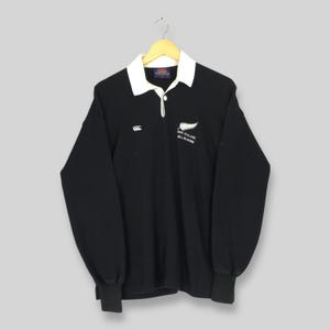 Vintage 90s Canterbury Of New Zealand All Blacks Rugby Shirt Medium Steinlager Canterbury All Blacks NZ Collared Rugby CCC Black Jersey M