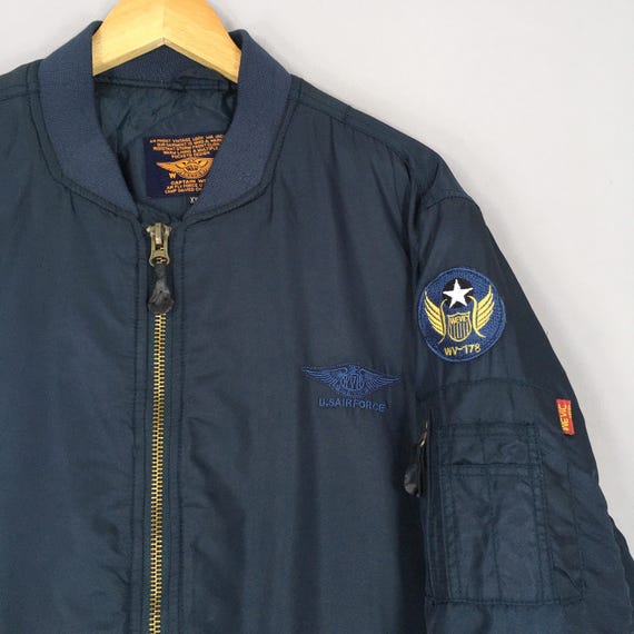 Vintage 90s Captain Wevic Usaf MA-1 Bomber Flight Jacket