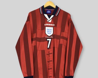 【UMBRO】90's ENGLAND 1998 L/S GameShirt England 1998 World Cup Umbro Home Football Jersey 90s Made