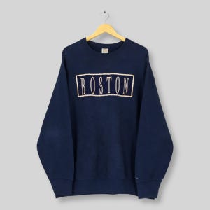 Felpa vintage anni &#39;90 Boston Massachusetts blu XLarge Boston City Massachusetts Massachusetts Stati Uniti girocollo taglia XL