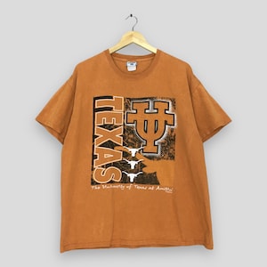 Vintage University of Texas Austin Brown T Shirt Large University of Texas Longhorns Logo Crewneck Shirt Texas Longhorns NCAA Tshirt Size L