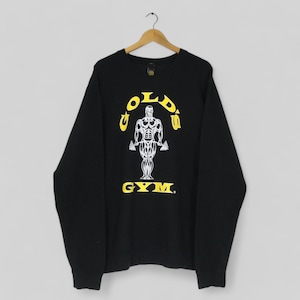 Vintage Y2K Gold&#39;s Gym Black Sweatshirt XLarge Gold&#39;s Gym Embroidery Spell Out Sweater Gold&#39;s Gym Jumper Gold&#39;s Gym Crewneck Size XL