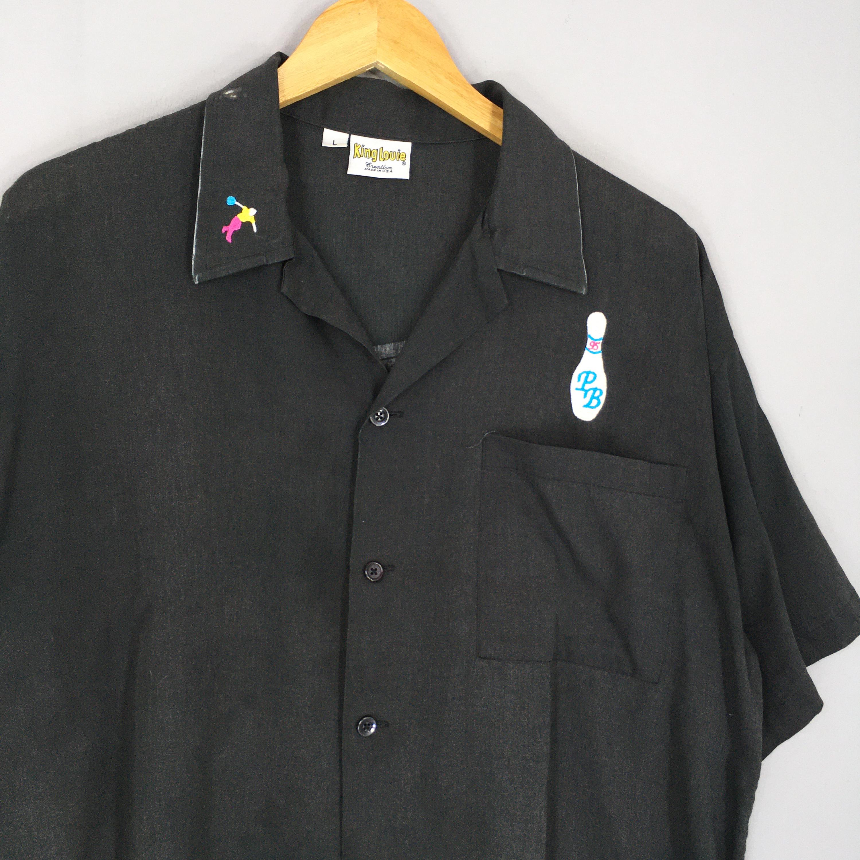 ウェア・シャツ 60's vintage king louie bowling shirt XL Vintage King Louie Bowling Shirt. XL, Blue Button Up Short