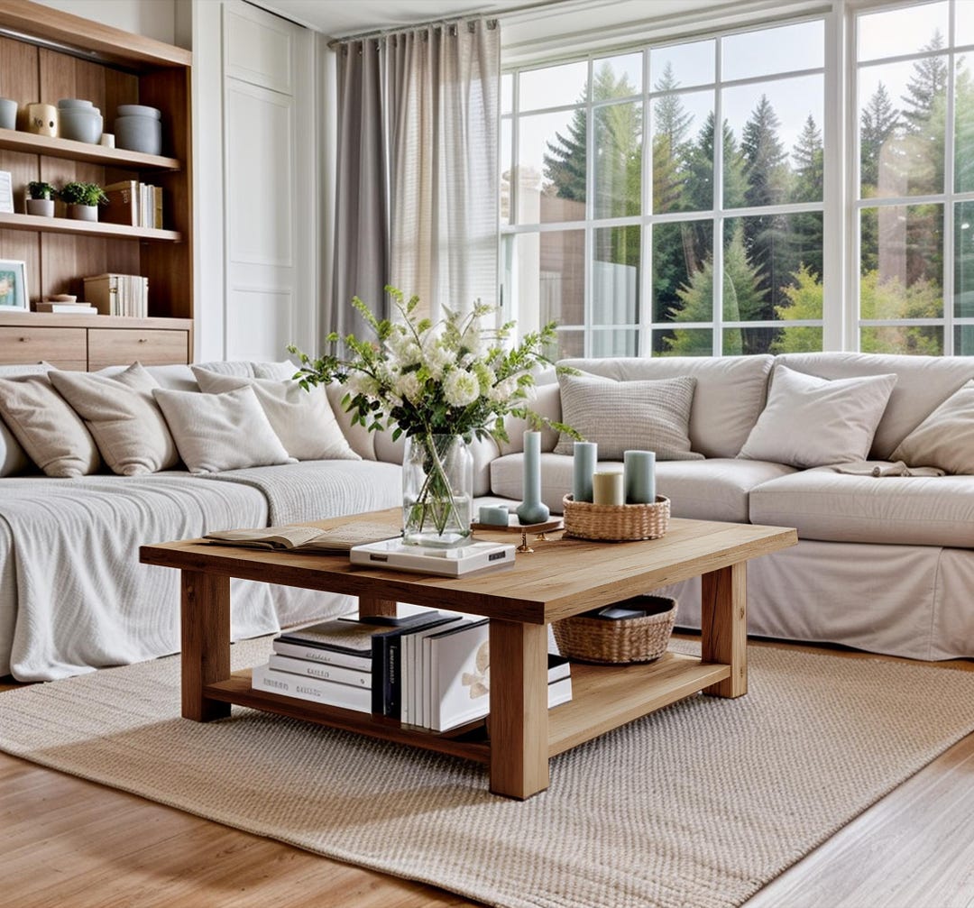 View of Rustic Coffee Table for Living Room, Reclamied Wood Coffee Table With ...