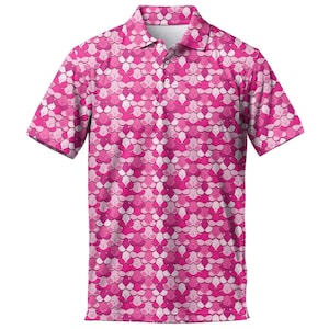 Funny Pink Pattern Golf Polo Shirt - Men's Short Sleeve Pique Fabric