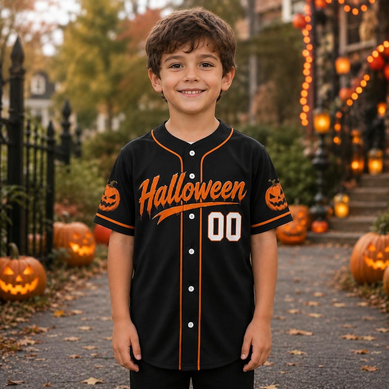 Personalized Halloween Baseball Jersey, Custom Pumpkin Ghost Spooky ...