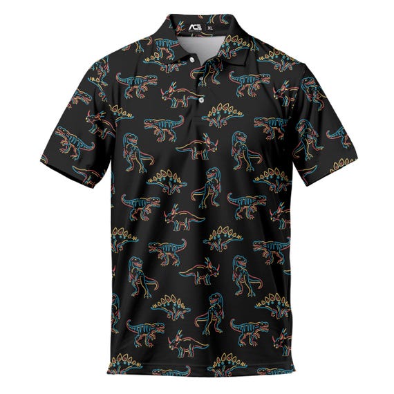 Dinosaur Mens Golf Polo Shirts Short Sleeve Mens Golf Shirt