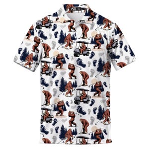 Bigfoot Golf Polo Shirt: Funny Sasquatch Design