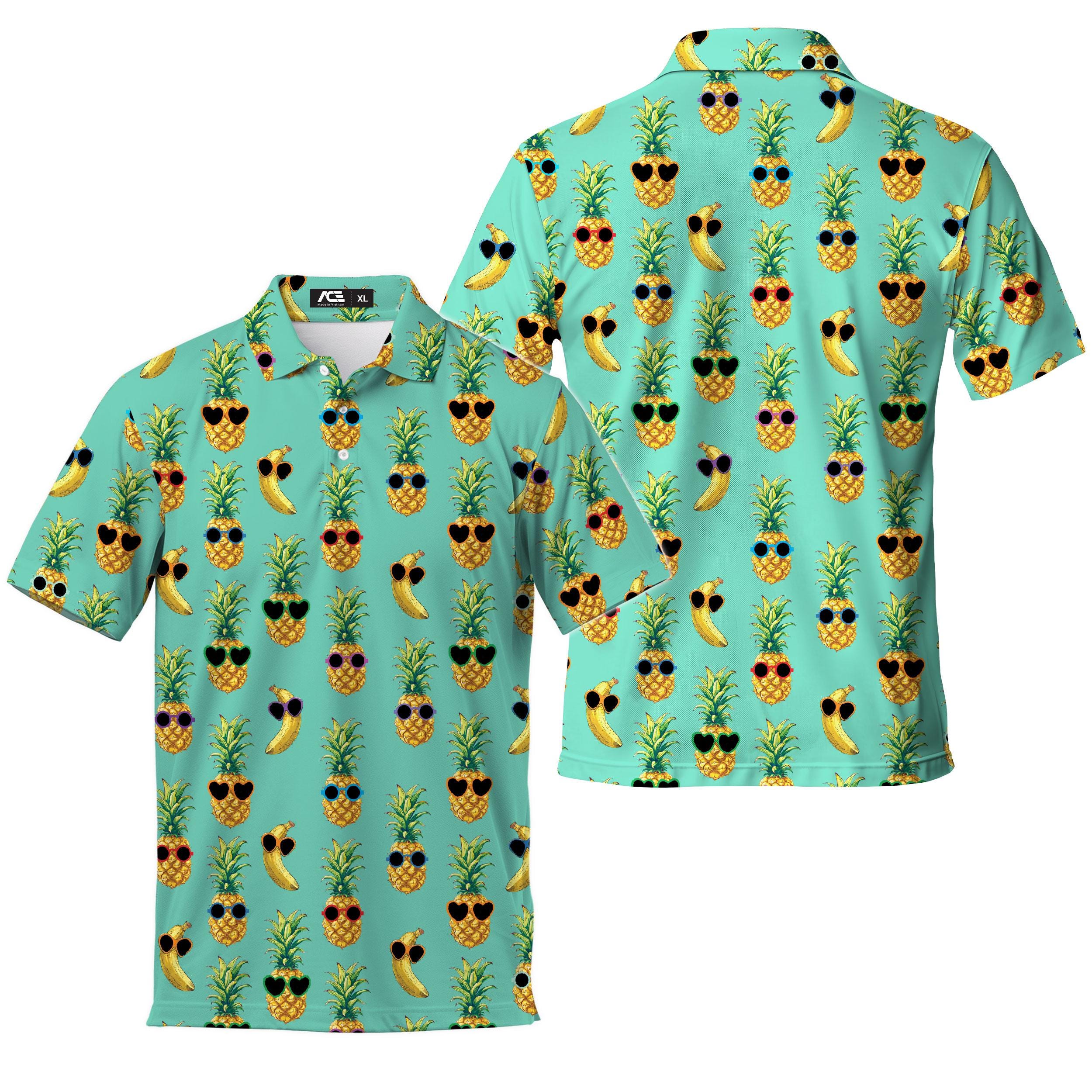 Tropical Pineapple Banana Print Polo Shirt – Summer Golf Shirt - Etsy