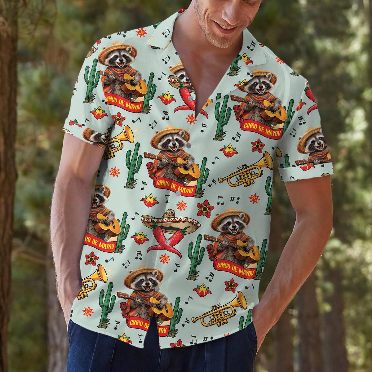 Discover Raccoon Cinco de Mayo Aloha Shirt, Fiesta Cactus Tropical Party Hawaiian Top