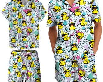 Funny Rubber Duck Hawaiian Shirt & Shorts Set