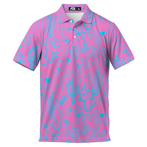 Pink Cactus Polo Shirts For Men Pink Cactus Shirt Neon Shirt Cowboy Mens Polo Shirts Short Sleeve Button Up Shirt Men
