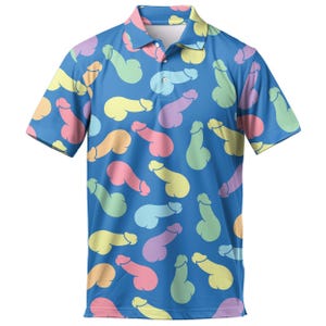Funny Print Men's Golf Polo Shirt, Novelty Pattern