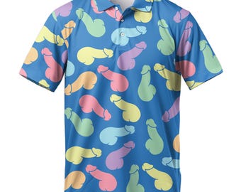 Funny Print Men's Golf Polo Shirt, Novelty Pattern