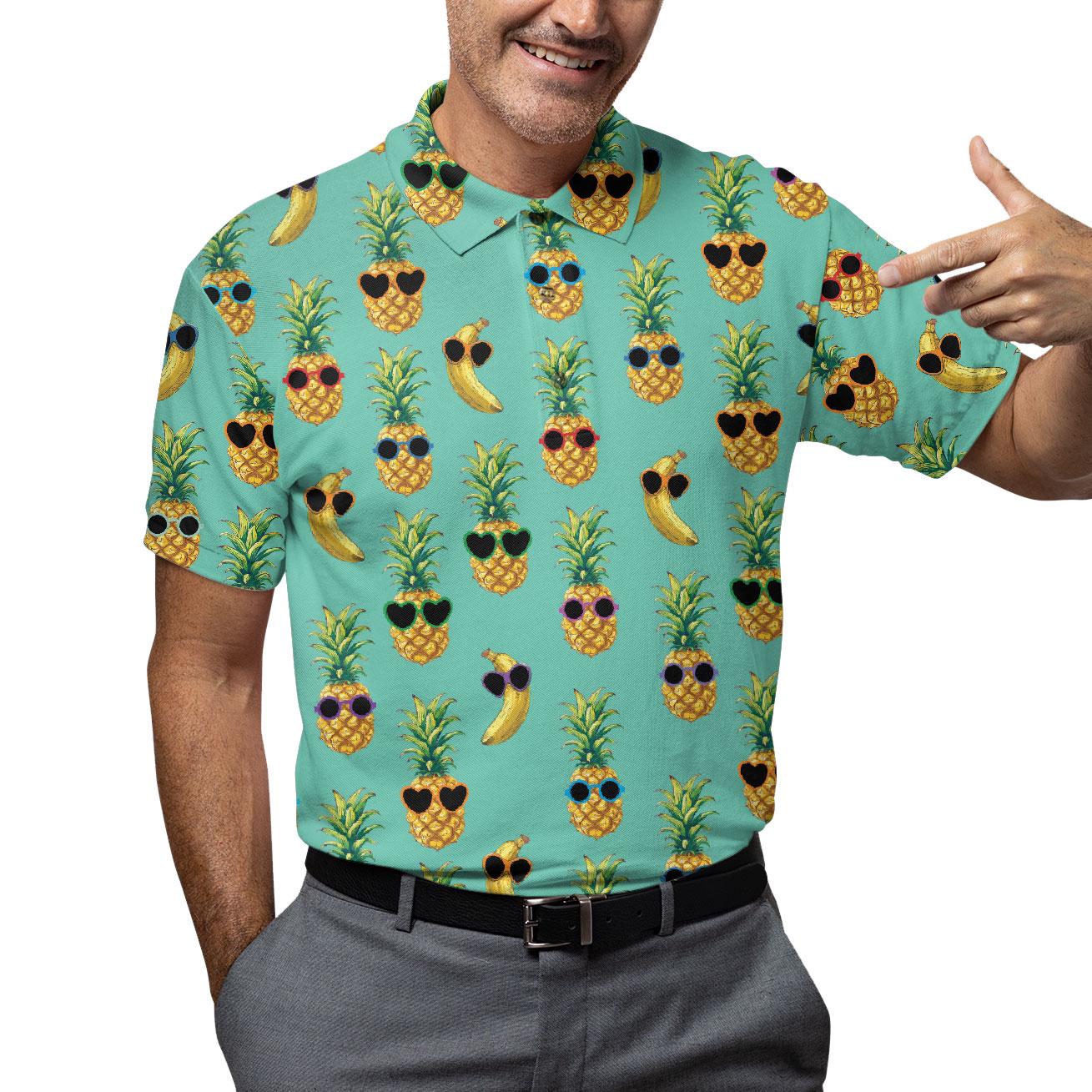Tropical Pineapple Banana Print Polo Shirt – Summer Golf Shirt - Etsy