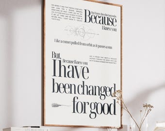Afdrukbare poster geïnspireerd op Wicked's "For Good", songtekst van het nummer "For Good", wanddecoratie met Elphaba en Glinda van Wicked, songtekst van Wicked