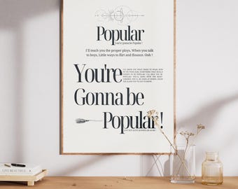 Poster geïnspireerd door Wicked om af te drukken, Populaire teksten van Wicked de Broadway-musical en de film, Cadeau voor Wicked-fans
