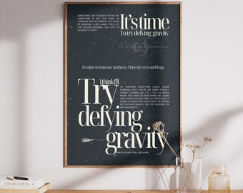 Afdrukbare poster geïnspireerd door Wicked, songtekst van "Defying Gravity" van Wicked, musical, Elphaba en Glinda songtekst van het nummer Wicked