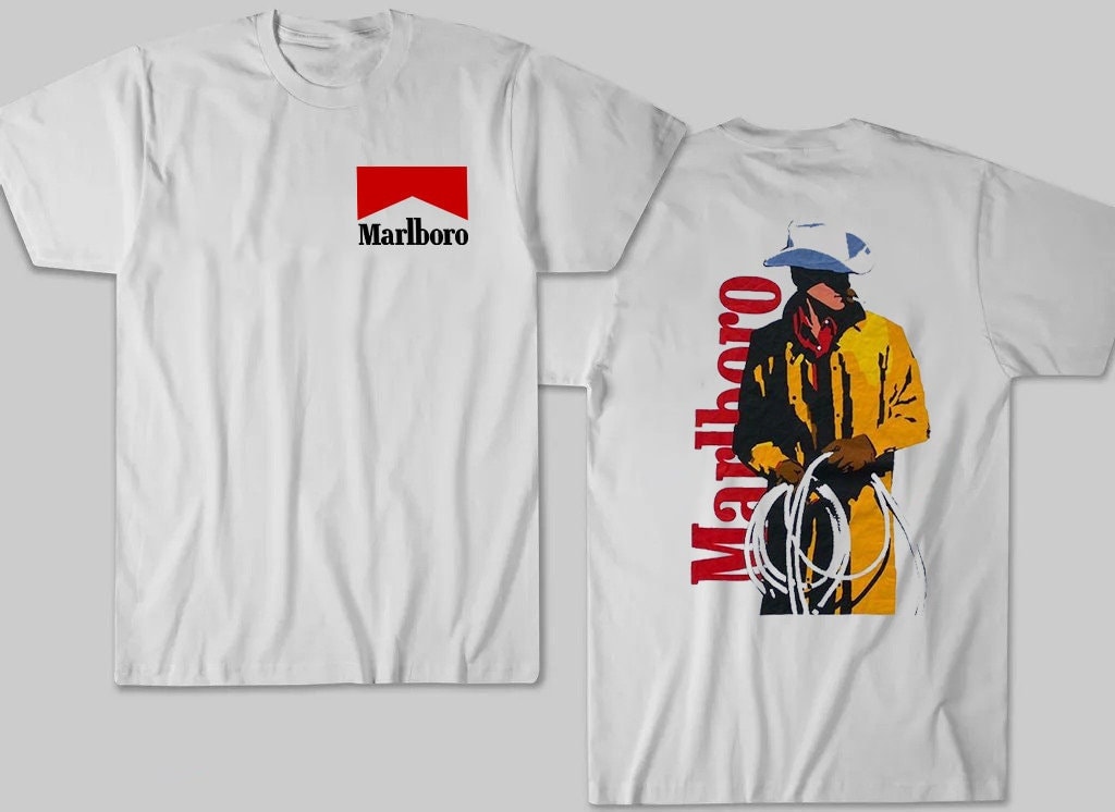 Discover Marlboro Shirt, Vintage 80er Marlboro Cowboy Zweiseitiges T-Shirt