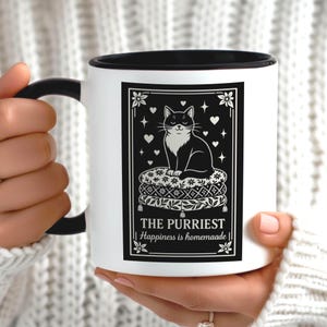 La felicità è fatta in casa, Carta dei Tarocchi, Il Purista, Regalo per gli amanti dei gatti, Decorazione da cucina in stile stregonesco, Tazza da caffè Boho, Regalo per gattara, Regalo per gli amanti dei gatti